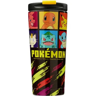 Get Trend Pokemon Thermobecher Edelstahl mit Klapp Deckel, 425ml, Isolierte Trinkflasche Thermo, für Heiß- & Kaltgetränke, Kaffeebecher to go (Multi Pokemon)