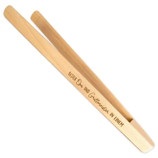 Papierdrachen Grillzange aus Holz zum Vatertag - außergewöhnliches Vatertagsgeschenk - mit Gravur "Bester Opa und Grillmeister in Einem" - Set 02