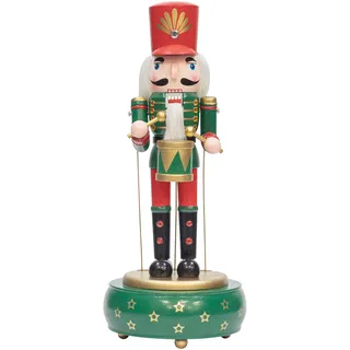 KI Store Spieldose Skulptur nussknacker Figur Grün 32cm Handgemalte Schlagzeuger Nußknacker Musikdosen, spieluhr, Spieluhren, musikbox, Musikspieldose für Weihnachten, Desktop Kleine Geschenk