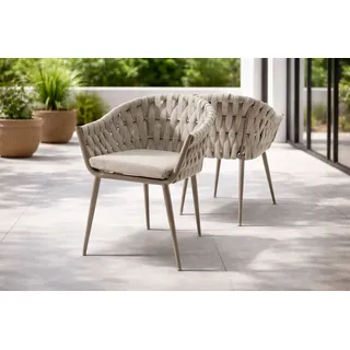 Gartensessel DESTINY "MOLINO", grau (taupe, natur), B:61cm H:81cm T:59cm, Bezug: 100% Polyester, Sessel, Gartensessel, Aluminium, Rope, Topseller