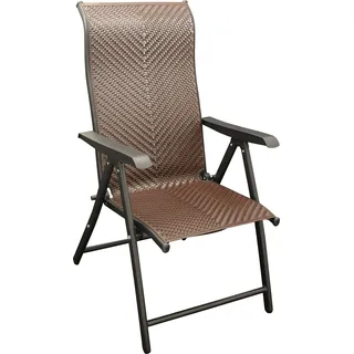 DEGAMO Gartensessel Klappsessel Hochlehner ANTIBES, Metall schwarz, Bespannung Polyrattan braun, klappbar, 7-fach verstellbar - Braun