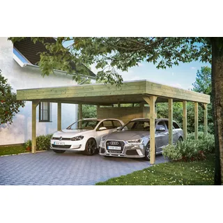 SKANHOLZ Friesland Doppel-Carport 5,37 x 7,08 m imprägniert inkl. Abstellraum