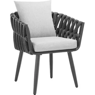tectake Stuhl Lugano im Rope-Design,Aluminium anthrazit,61 x 60 x 73 cm , Anthrazit , Kunststoff , 62.5x75x65.5 cm , Gartenmöbel, Gartensessel, Gartenstühle