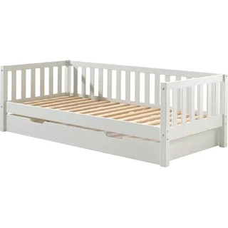 FURNLUX Kids Einzelbett Fritz Weiss 90x200cm / Hauptfarbe: Weiß / Abmessungen: 99 x 212 x 68 cm - Weiß