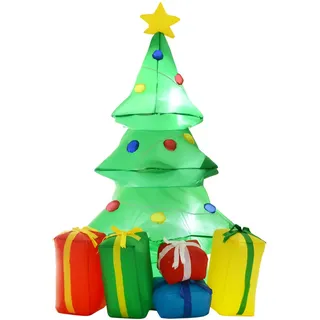 Homcom Weihnachtsdekoration aufblasbar mit LED-Licht, 150 cm Wasserdicht , Multicolor , Textil , 65x150x75 cm , Dekoration, Weihnachtsdekoration