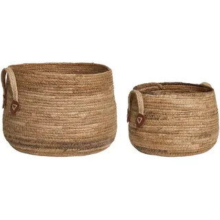None Korbset 2-teilig rund 40 x 40 x 30 cm Braun