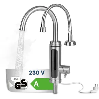 MAXXMEE Warm und Kaltwasserarmatur mit Heizspirale Edelstahl 3600 W