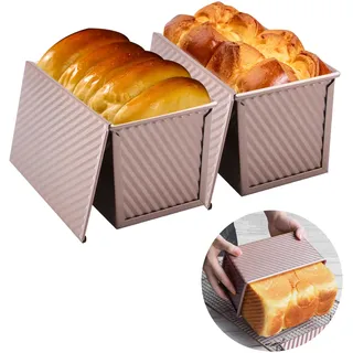 inodiref 2 Stück Brotbackform mit Deckel Antihaft Toastbrot Backform | Kastenform mit Deckel mit Belüftungslöchern Toast Backform 450g(lb) Teig für Toast Brote Gebäck Kuchen