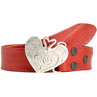 Rettungsring Gürtel Ledergürtel, mit austauschbarer Schließe »Flamingoherz Silber Kristall«, rot