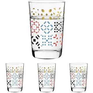 RITZENHOFF Next Shot Schnapsglas von Nuno Ladeiro, aus Kristallglas, 40 ml, Gold, Schwarz, Rot, Blau (Packung mit 4)