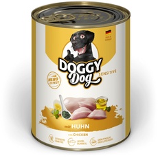 DOGGY Dog Paté Huhn Sensitive, 6 x 800 g, Nassfutter für Hunde, getreidefreies Hundefutter mit Lachsöl und Grünlippmuschel, besonders gut verträgliches Alleinfuttermittel, Made in Germany