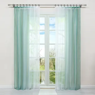 HongYa 2er-Pack Farbverlauf Gardinen Transparenter Voile Vorhänge Schals mit Kräuselband H/B 245/140 cm Lindgrün