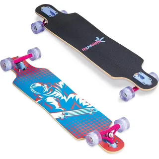 Muuwmi Longboard Compact Space - ABEC 7 Kugellager - mit LED-Leuchtrollen - Deck 83x22cm - max. 100kg