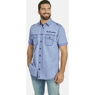 Jeanshemd JAN VANDERSTORM "Jeanshemd LORENSIUS", Herren, Gr. 4XL, weit, blau (hellblau), Obermaterial: 100% Baumwolle CO., Hemden Jeanshemd