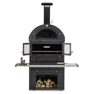 Eleganter Grillkamin aus Edelstahl in Schwarz für Garten und Terrasse - Schwarz