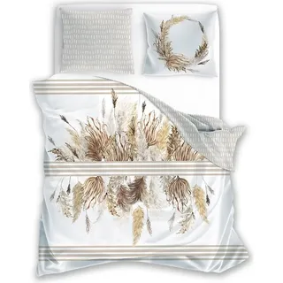 Bettwäsche, Baumwollsatin, Boho-Stil, Boho 160x200 03 Pampasgras - Beige