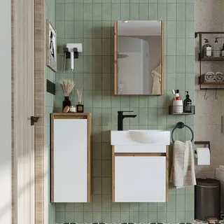 Badmöbelset - LEO - Unterschrank mit Waschbecken - Badezimmer Möbel - Gäste WC