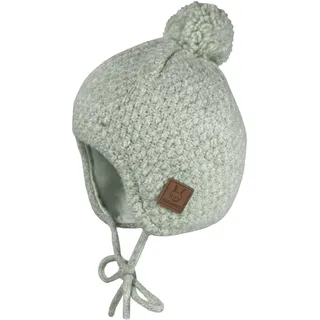 Bommelmütze MAXIMO, Jungen, Gr. 41, grün (herbalmeliert), Strick, Materialmix, unifarben, Mützen Bommelmütze, weiche Wollmischung, Bommel, Bindeband, gefüttert