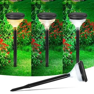 ECOWHO Große Solarlampen für Außen Garten, 4 Stück Superhelle Solar Gartenleuchten mit 1800mAh Batterie, IP65 Wasserdichte Solarleuchten mit 24 LED, in 3 Farben Dimmbar Wegeleuchten für Rasen Outdoor