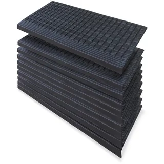 PETEX 10x Stufenmatte Treppenmatte mit Winkelkante aus Gummi für innen und außen, 64,5 x 25 cm, selbstklebend, rutschfest, schwarz