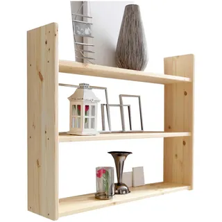 Mid.you Wandregal , Kieferfarben , Holz , Kiefer , massiv , 3 Fächer , 90x74x20 cm , Wohnzimmer, Regale, Wandregale