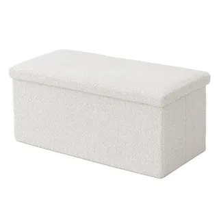 Relaxdays Sitzbank Truhenbank Weiß 38 x 76 x 38 cm