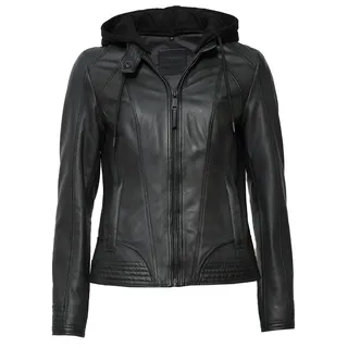 Lederjacke MUSTANG "Lederjacke 31022243", Damen, Gr. XXL, schwarz (anthra), Obermaterial: 100% Lammleder LEL. Futter: 100% Baumwolle CO., Jacken Lederjacke