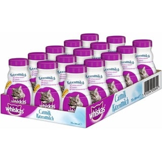 Whiskas Katzenmilch für Kätzchen ab 6 Wochen, 15 Flaschen, 15x200ml – Leckerer Snack für eine glückliche Katze, laktosereduziert und leicht verdaulich,3 l (1er Pack)