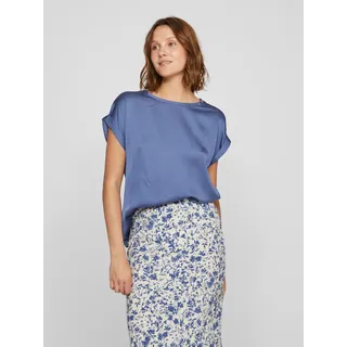 Vila Kurzarmshirt »VIELLETTE S/S SATIN TOP - NOOS«, Satin Optik Vila Bijou Blue 40