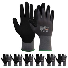 Ruvigrab - Nitril-Mikro-Arbeitshandschuh | Anti-Fett-Handschuhe | Gartenhandschuhe | Handschuhe für Industrie, Bau, Landwirtschaft | Arbeitshandschuh für Herren und Damen | 6 Paar | Größe 6