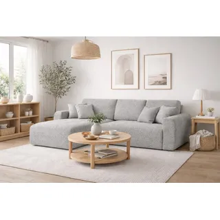 kaiser möbel Ecksofa mit Schlaffunktion und Bettkasten L-Form Ivo L, Chenille-Stoff Artico, Cement, Links - Hellgrau