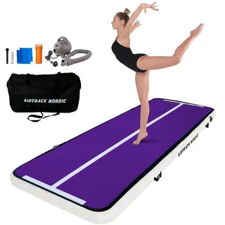 AirTrack Nordic Home 3m Special Edition Mehrfarbig mit Luftpumpe, Turnmatte Aufblasbar, für Gymnastik, Yoga - Langlebig & Einfach zu Transportieren Matte Sport, Air Track Gymnastikmatte (Lila)