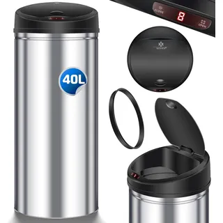 KESSER® Automatik Sensor Mülleimer Abfalleimer Abfall EDELSTAHL Papierkorb - Silber