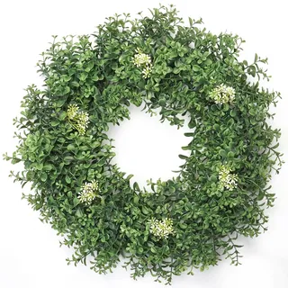 Weldomcor 56cm Kleeblatt Kranz für Haustür, Türkranz mit Beeren, Künstliche Türkranz Ganzjährig, Frühlings Sommer Deko für Zuhause, Bauernhaus, Wohnzimmer Fenster Wanddeko Drinnen Draußen Deko