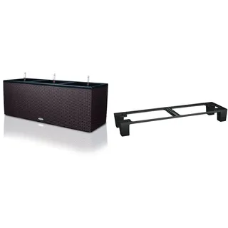 Lechuza Trio Cottage 40, Mokka, Hochwertiger Kunststoff, Ideal als Sichtschutz oder Mini-Beet, 3 Separate Pflanzeinsätze, 15025 & Trio Cottage 40 Sockel, Hochwertiger Kunststoff, Neutral, 15032