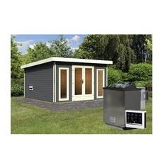 KARIBU Sauna »Kuusalu 4«, BxHxT:369 x 229 x 369 cm, 5 Personen - grau