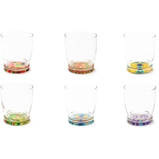 Excelsa Lissabon, Set mit 6 Gläsern mit dekoriertem Boden, 340 ml, Durchmesser 8 cm, Glas