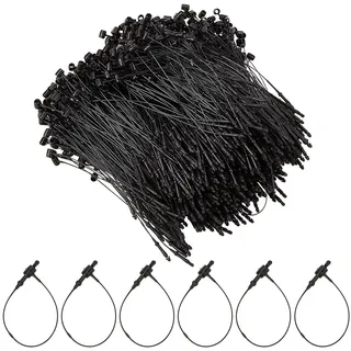 CABODYALS 2000 Stück 80mm Schwarz Kunststoff mit Loop Pins Einwegpreis Schnur Loop Lock Hängeetiketten Haken Schnur für Produkt Kleidung Anbringen von Etiketten Sicherheit Etiketten Produkt Kleidung