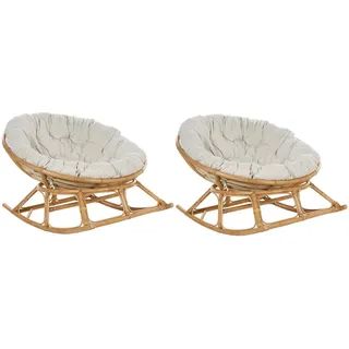 Beliani Schaukelstuhl Naturfarben Beige, 108x110x72