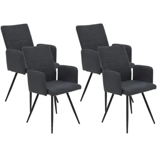 HELA 4-Fußstuhl »PARIS« (Set) 4 Stk.4-Fuß,Rundrohrgestell konisch,mit Armlehnen,gepolstert, schwarz