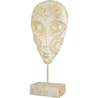 GILDE Deko Skulptur Kopf Maske - zum Stellen - Farbe/weiß/gold, mit Verzierungen - Höhe 37 cm