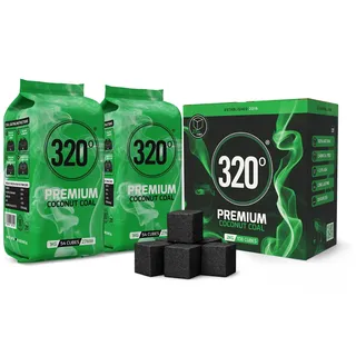 320° 2kg Premium Kokosnuss Naturkohle (27mm Würfel) für Shisha Hookah & BBQ - [Shisha Kohle] - 104 Stück