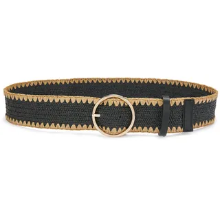 Taillengürtel LASCANA "Stretchgürtel", Damen, Gr. 105, schwarz (schwarz, beige), Kunstfaser, mehrfarbig, Gürtel Taillengürtel, elastischer Gürtel in Bast-Optik für Kleid & Overall