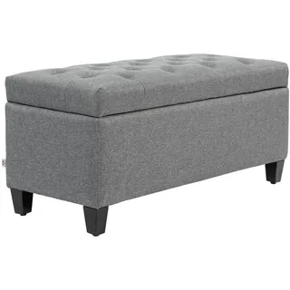 Homcom Truhenbank Polyester Holz Hellgrau 100 x 40 x 44 cm