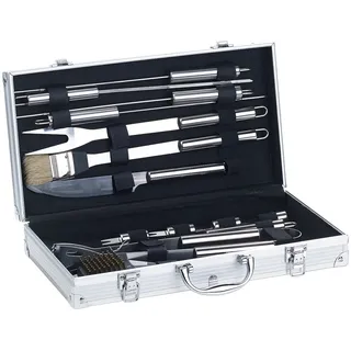 Rosenstein & Söhne Grillbesteck Set 14-teilig Aluminium grau