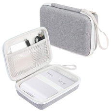 Khanka Tasche Hülle für Canon SELPHY Square QX10 Mini-Fotodrucker,Netztasche für Druck-Set XS-20L Fotopapier 72 x 85 mm und USB kables Etui Case.(grau/weiß)