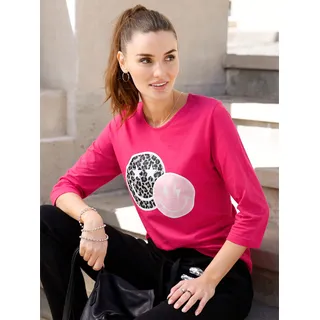 3/4-Arm-Shirt CLASSIC BASICS "3/4-Arm-Shirt", Damen, Gr. 48, pink (pink, ecru), 100% Baumwolle, bedruckt, gemustert, mehrfarbig, Rundhals, Shirts 3/4-Arm-Shirt