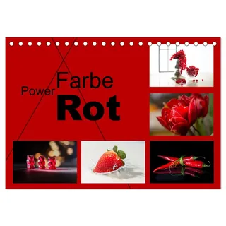 Kalender 2027 · Powerfarbe Rot | Die Farbe rot bringt Power, bringen Sie damit Leben an Ihre Wand · DIN A5 quer · CALVENDO Tischkalender