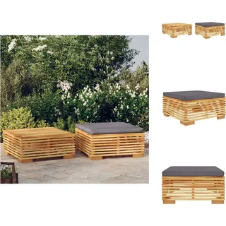 vidaXL 2-tlg. Garten-Lounge-Set Massivholz Teak - Gartensofaelemente - Grau