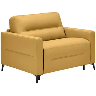 Novel Schlafsessel , Senfgelb , Metall , Echtleder , Rindleder , Uni , 115x89x97 cm , Liegefunktion , Wohnzimmer, Sofas & Couches, Schlafsofas, Schlafsessel